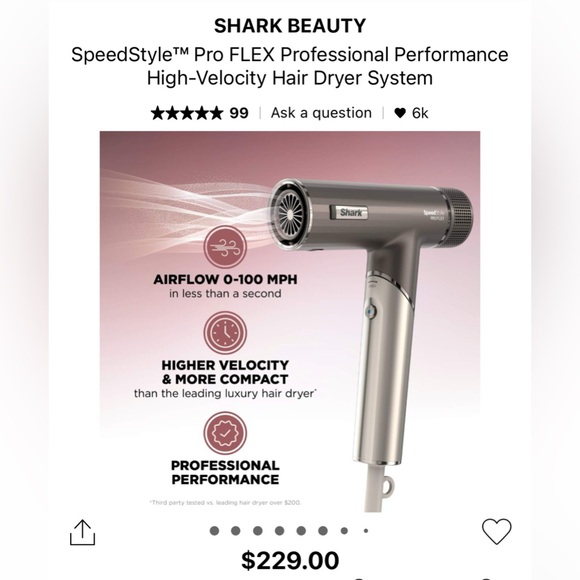 Shark SpeedStyle Pro Flex Hairdryer, ultra compact, salon quality hair dryer - Picture 10 of 11